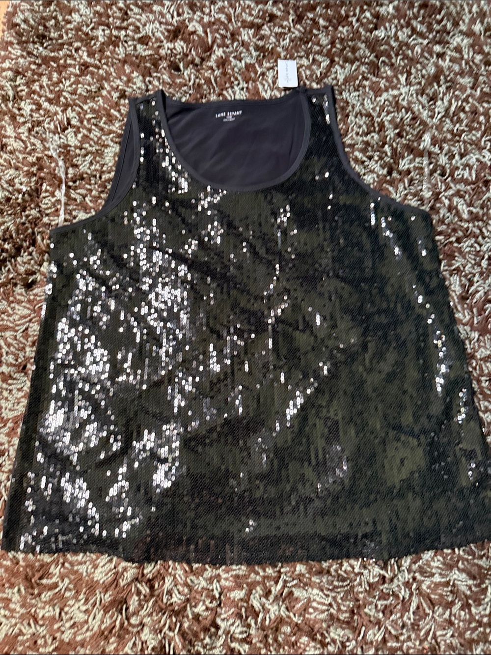 Lane Bryant Black Sequin Scoop Neck Tank